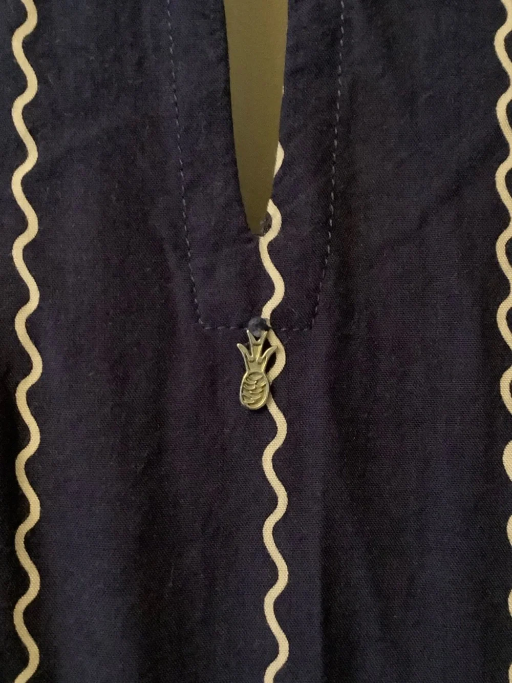 BEACHGOLD Women’s Navy Blue Stripe Wrap Romper Dress - Picture 5 of 6